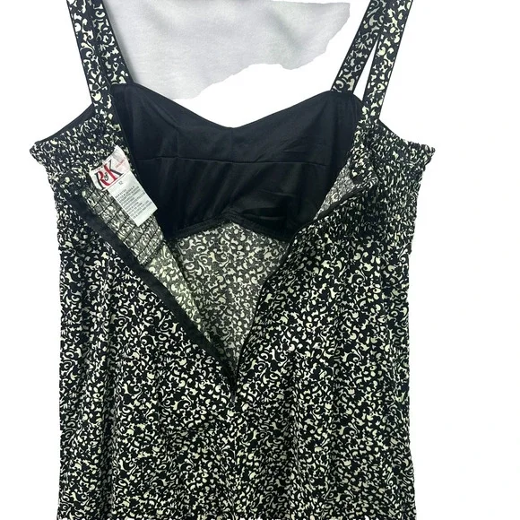 R&K Originals VTG Women's Strap Floral Dress Black/White fit and flare Sz 12 - Picture 7 of 16
